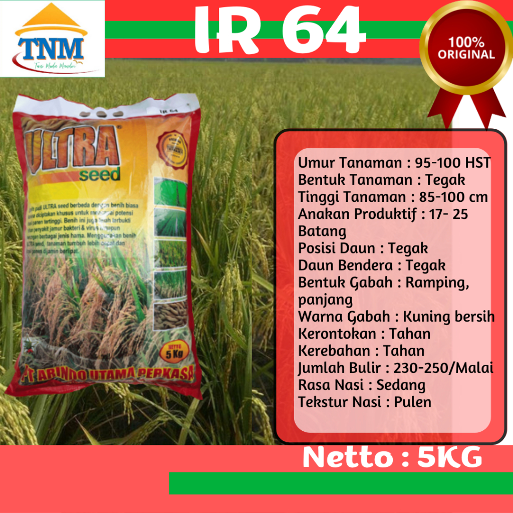 Jual Benih Padi Unggul IR 64 IR64 Kemasan 5KG Shopee Indonesia