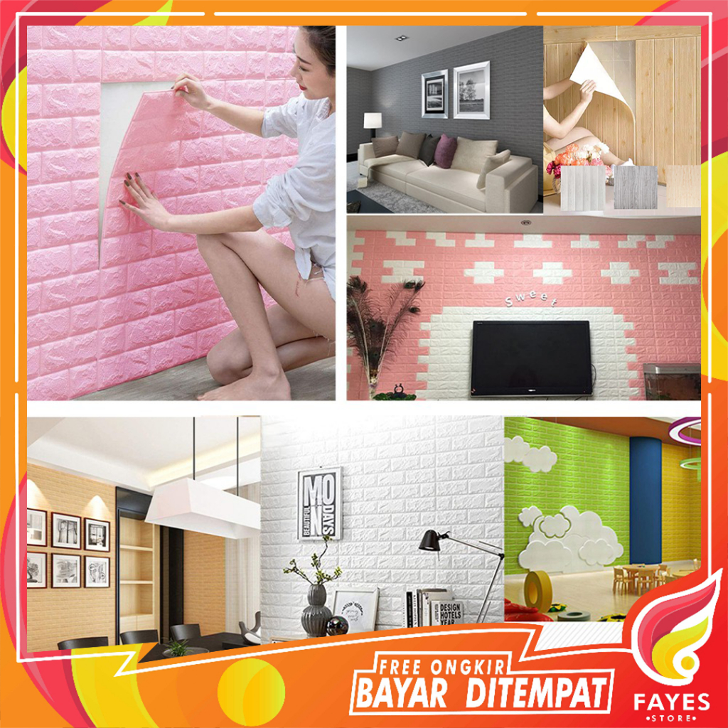 Jual FAYES CUCI GUDANG Wallpaper Dinding Foam 3D Motif Batu Bata