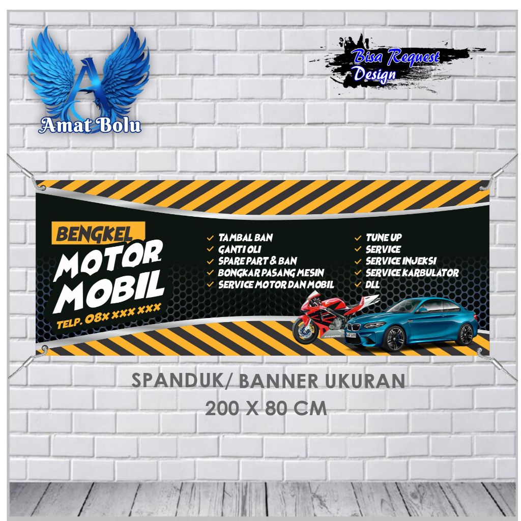 Jual BANNER MMT SPANDUK BENGKEL UKURAN 200X80 BISA REQUEST Shopee