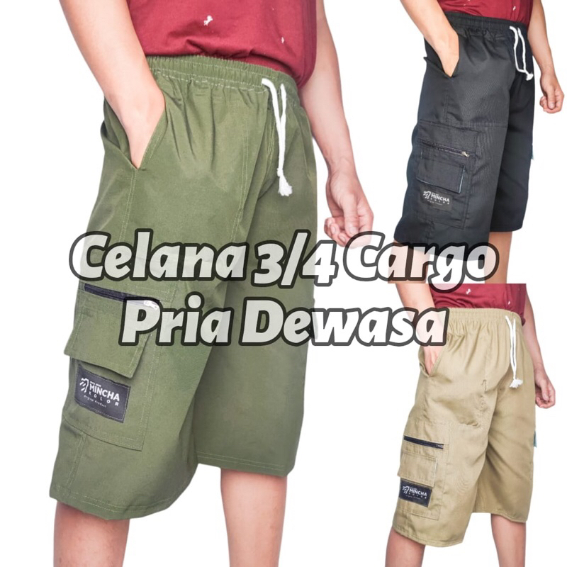 Jual Celana Pendek Cargo 3 4 Pria Dewasa Bapak Bapak All Size Shopee