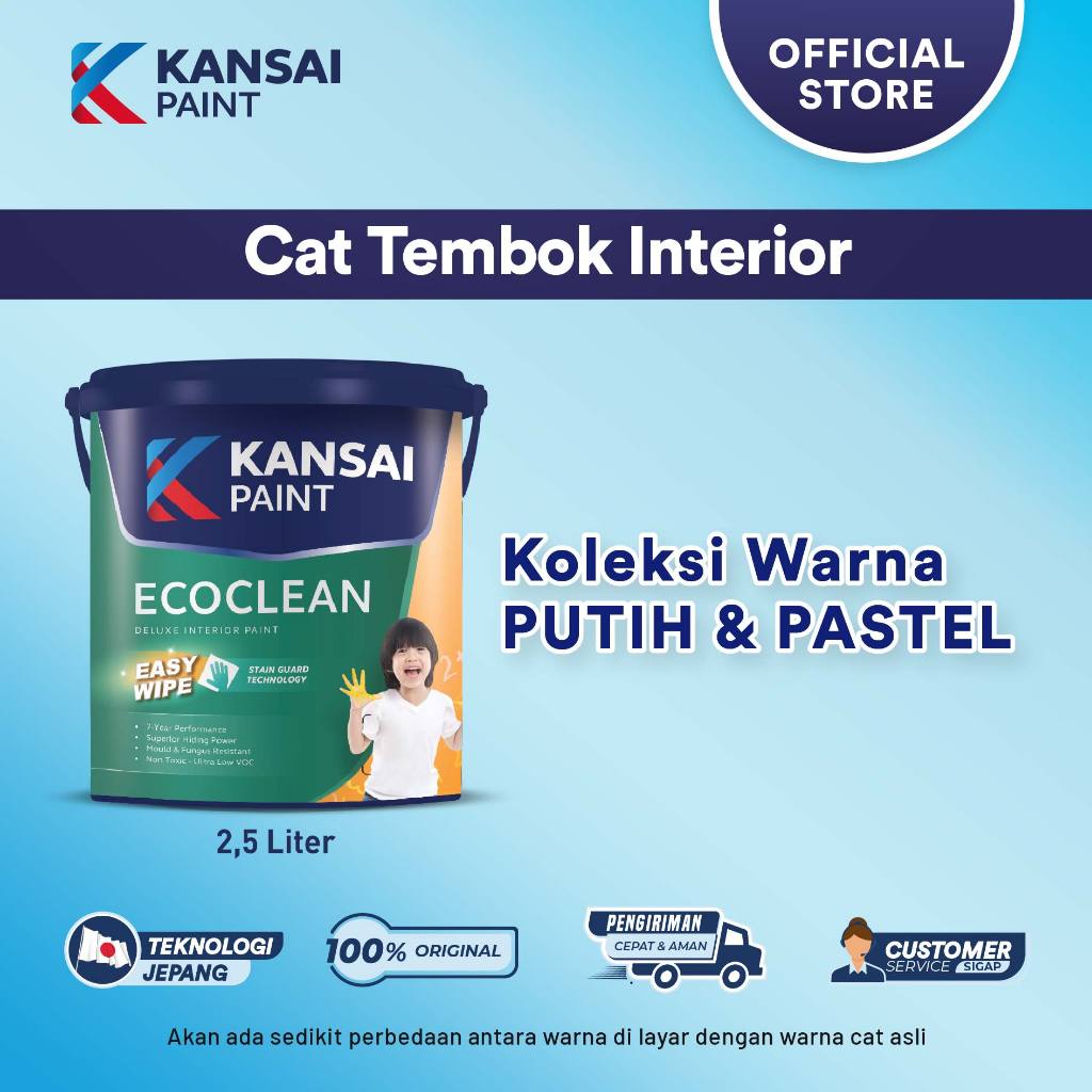 Jual Kansai Paint Cat Tembok Interior Eco Clean Putih Dan Pastel