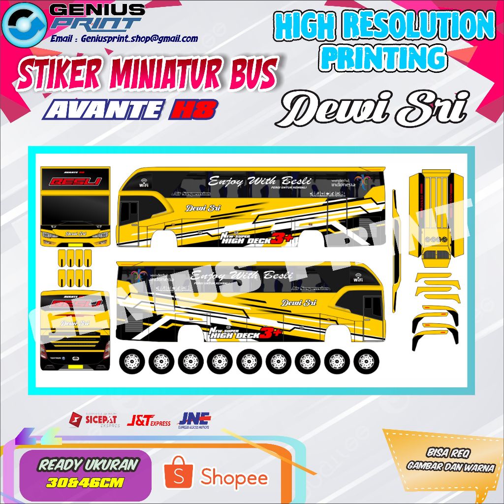 Jual Stiker A Miniatur Bus Avante H Livery Dewi Sri Midas Nusantara