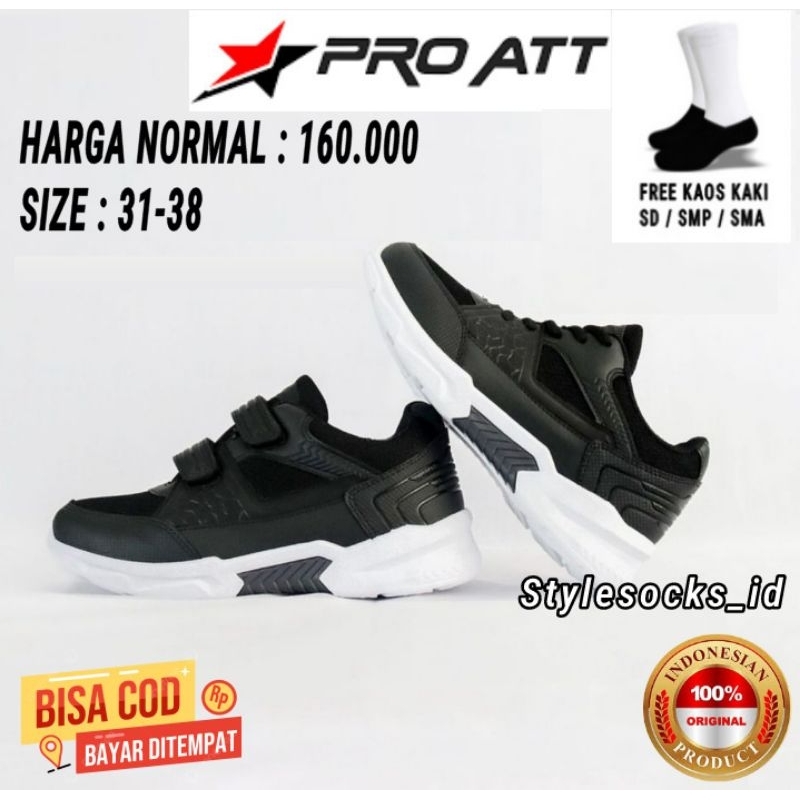 Jual Sepatu Sekolah Pro Att Hitam Putih Original Sepatu Sekolah Hitam