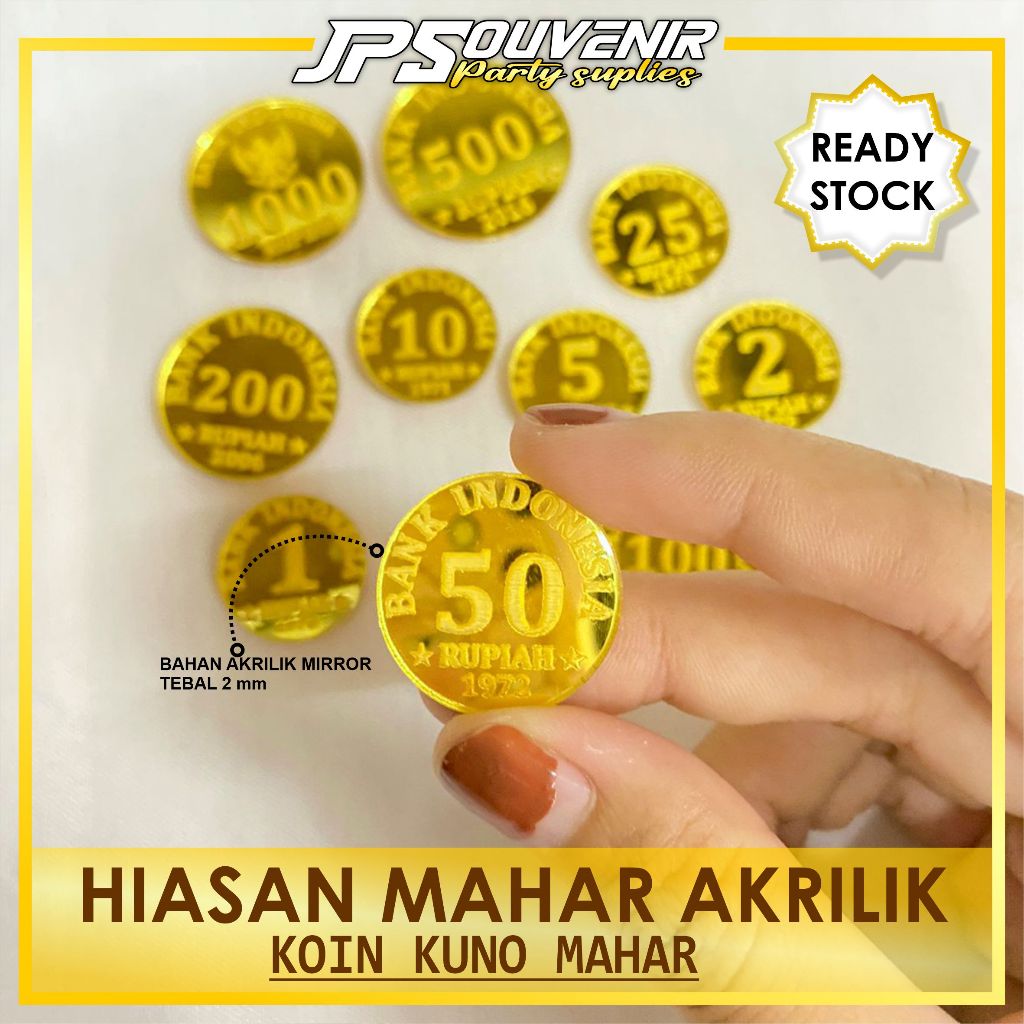 Jual Replika Koin Rupiah Kuno Bahan Akrilik Silver Perak Gold Hiasan