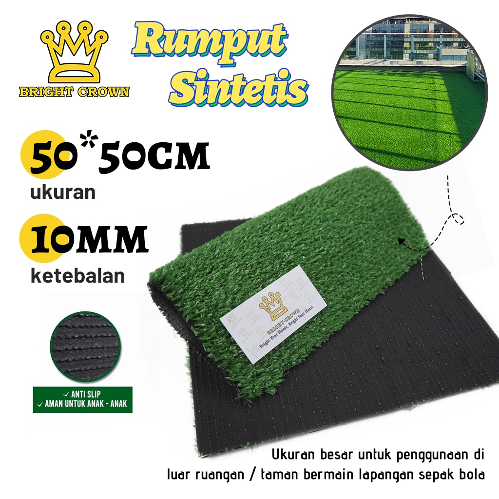 Jual Bright Crown Rumput Sintetis Swiss Full Hijau Uk 50 X 50 CM Tebal