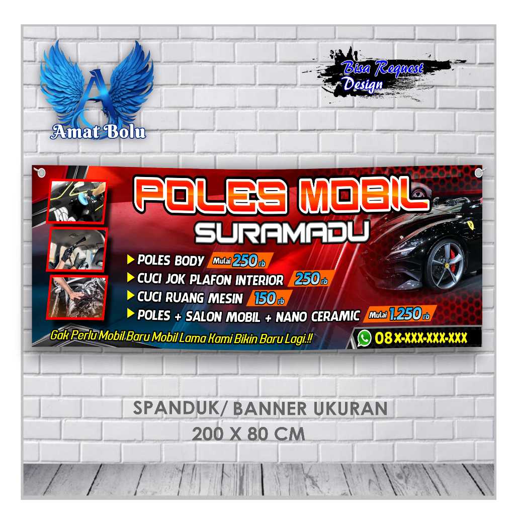 Jual BANNER SPANDUK POLES MOBIL UKURAN 200X80 BISA REQUEST Shopee