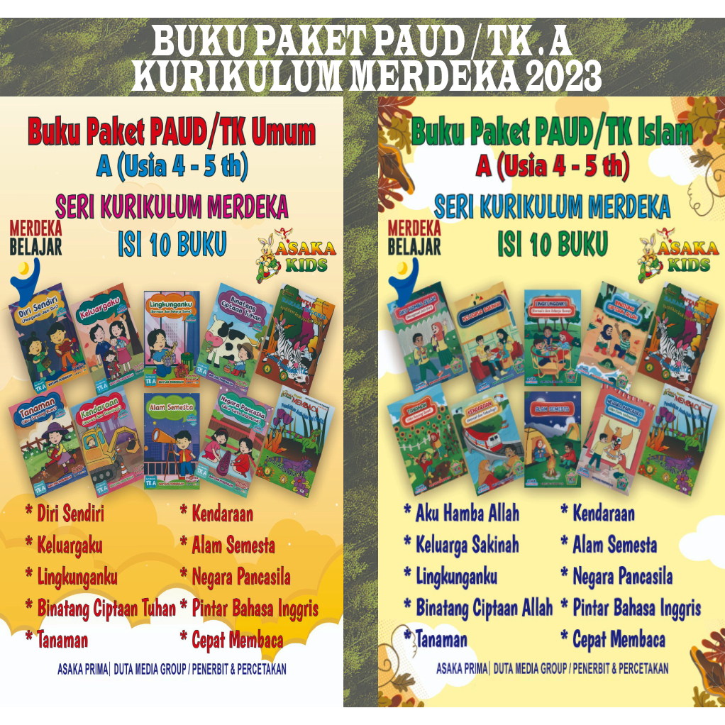 Jual Paket Buku Kurikulum Merdeka Paud Usia Semester Tahun