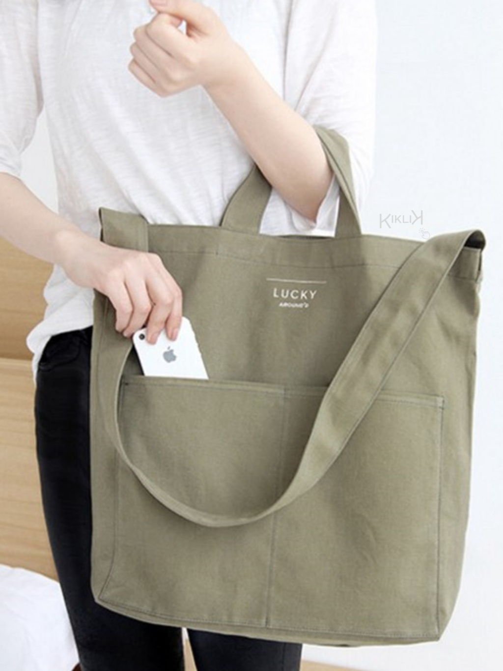 Jual TOTE BAG KAIN CANVAS WANITA PRIA UNISEX BESAR POLOS SELEMPANG