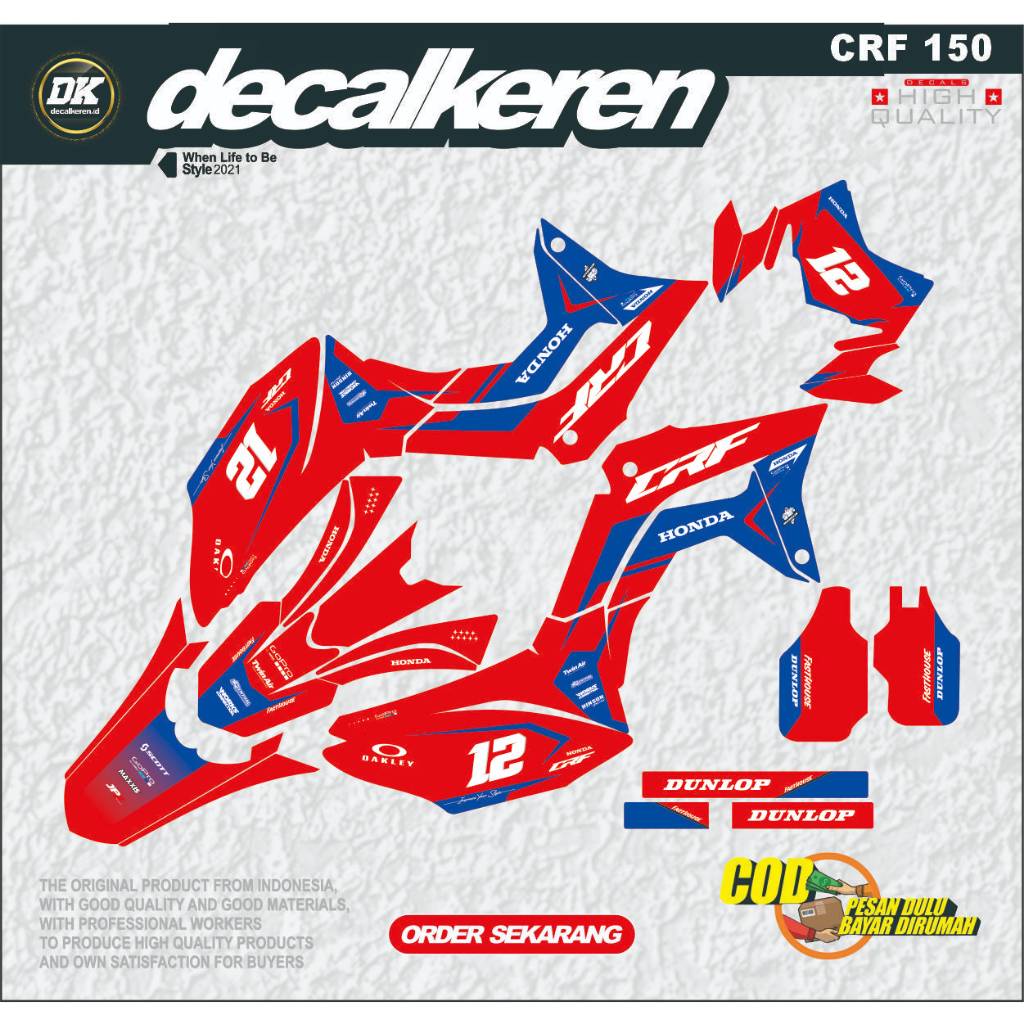 Jual Decal Stiker Crf L Crf Klx Bf Gordon Wr Full Body Bisa