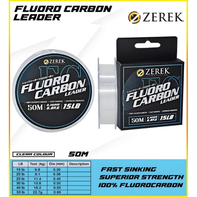 Jual SENAR PANCING ZEREK 100 FLUOROCARBON LEADER LINE 50M FAST SINKING