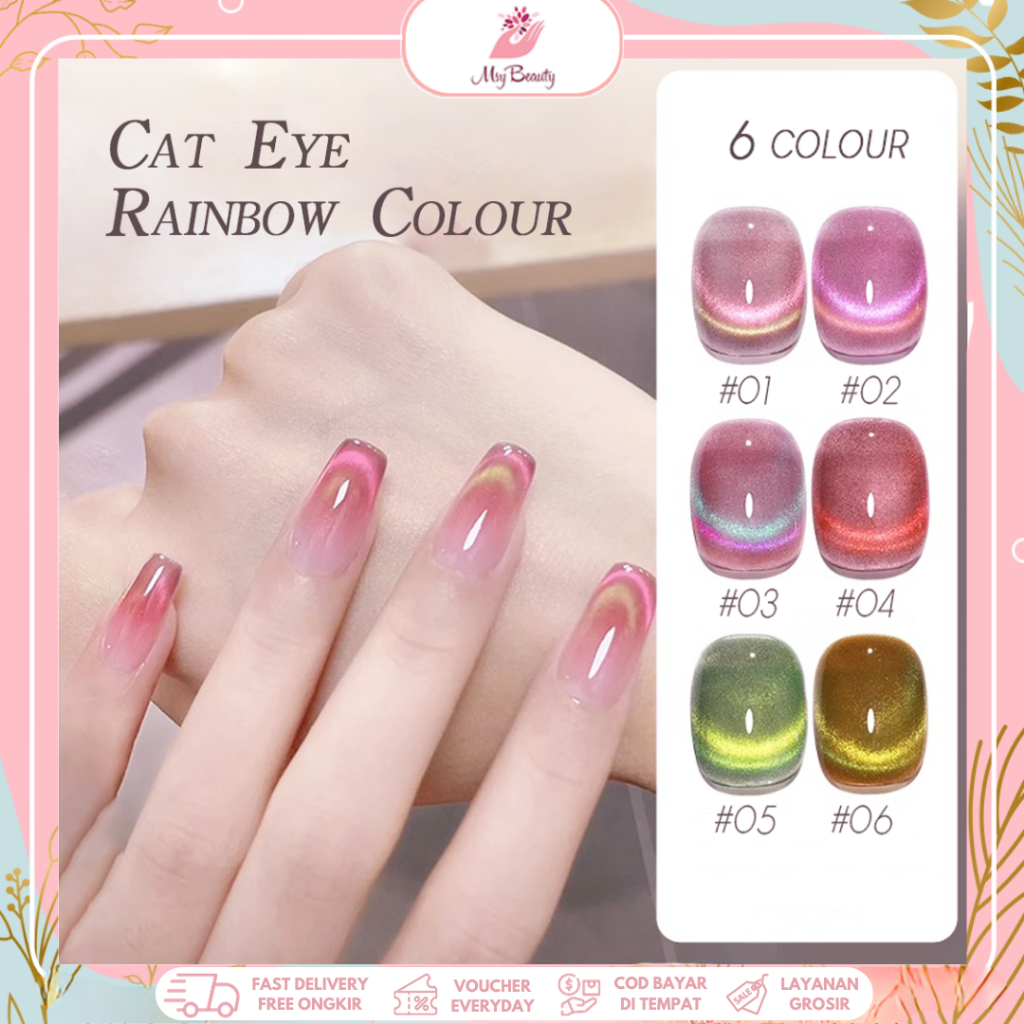 Jual Msy Annies Kutek Gel Uv Cat Eye Rainbow Colour Kutek Gel Polish