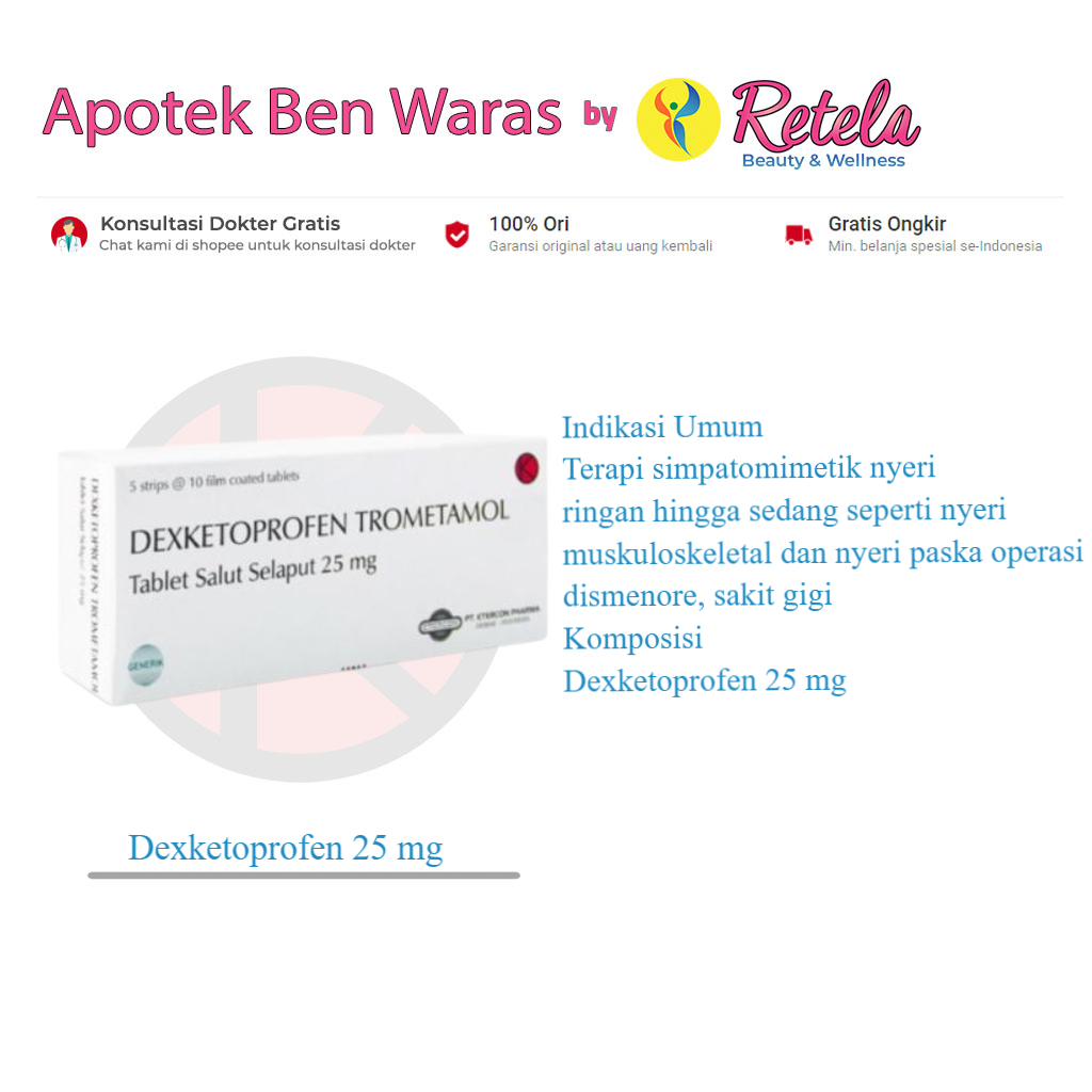 Jual Dexketoprofen Mg Tablet Dismenorea Sakit Gigi Nyeri