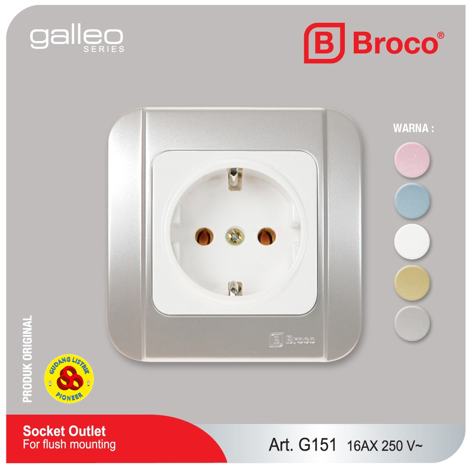 Jual Broco Stop Kontak Warna Silver Galleo G Metallic Silver Arde