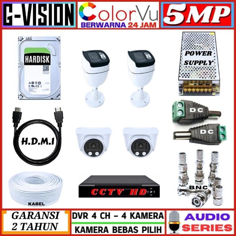 Jual Paket Cctv Colorvu Audio Kamera Komplit Mp Turbo Hd P