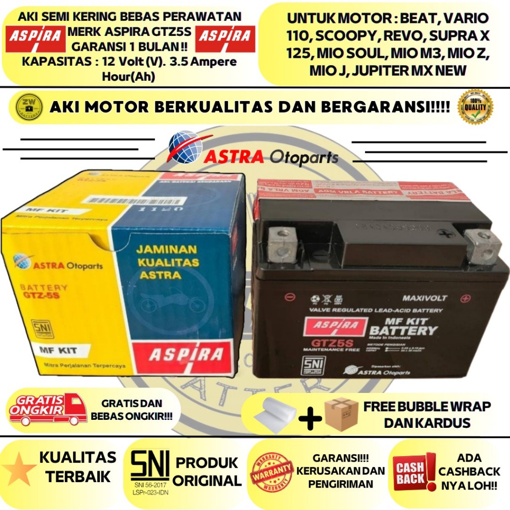 Jual Aki Motor Beat Vario Spacy Revo Blade Verza Gtz S Aspira