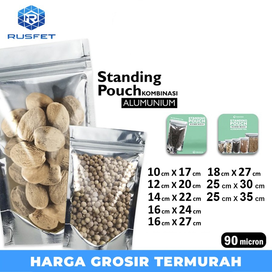 Jual Plastik Klip Alumunium Standing Pouch Ziplock Kemasan Sealer