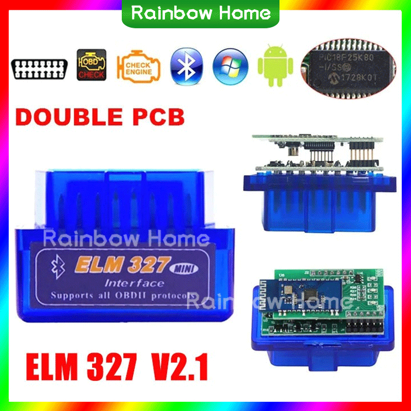 Jual COD Rainbow Home ELM327 Mini OBD OBD2 Bluetooth Wireless Car