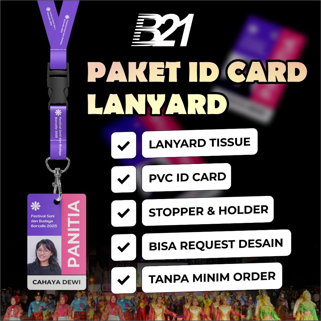 Jual B21 Tali ID Card Custom Design Lanyard Id Card Souvernir Tali