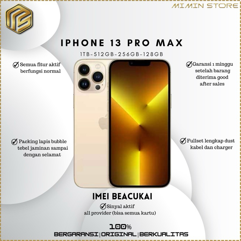 Jual IPhone 13 Pro Max 1TB 512GB 256GB 128GB Imei Terdaftar Becukai