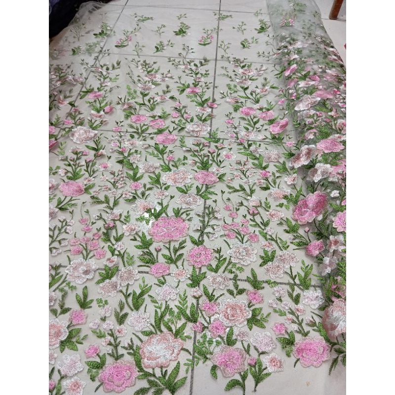 Jual Kain Kebaya Tile Brokat Bordir Multi Colour Korea Harga 0 5