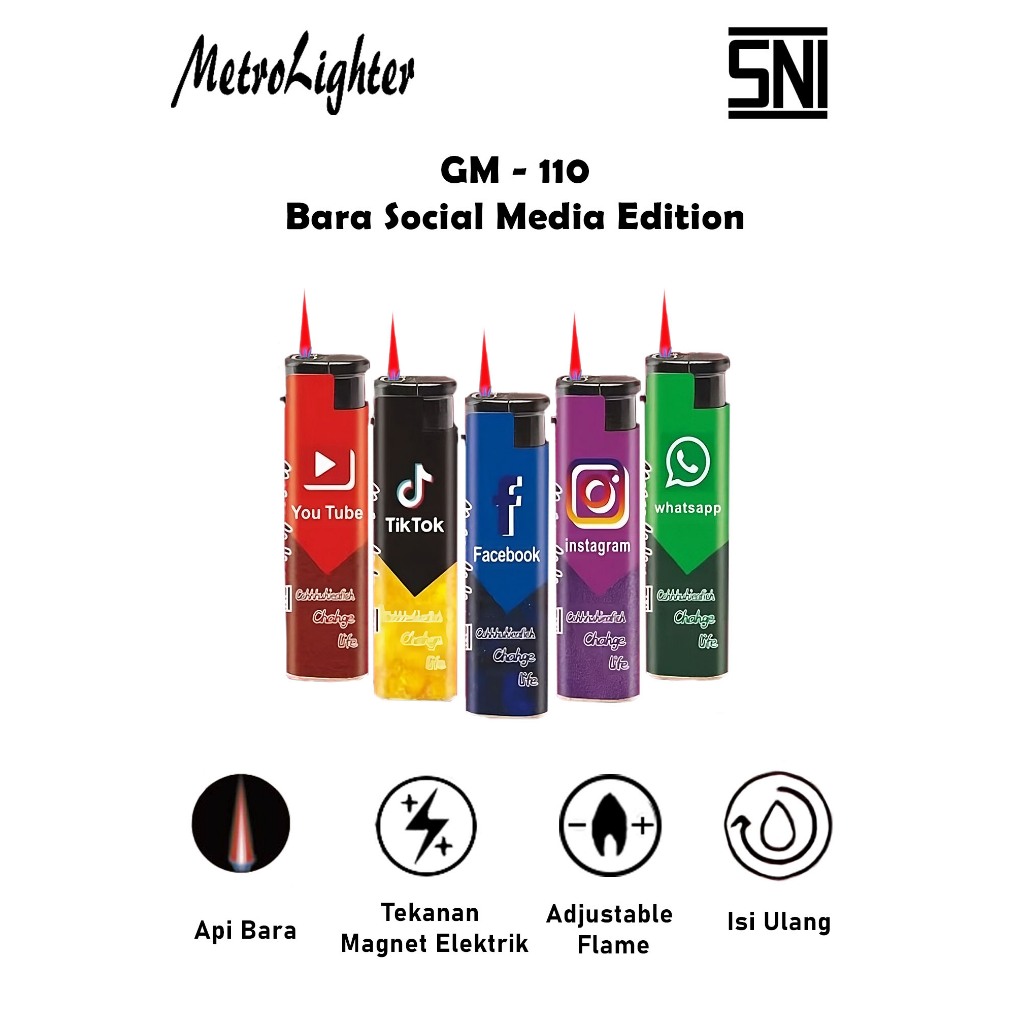 Jual Korek Api Bara Pemantik Gas Butane Metro Lighter Social Media