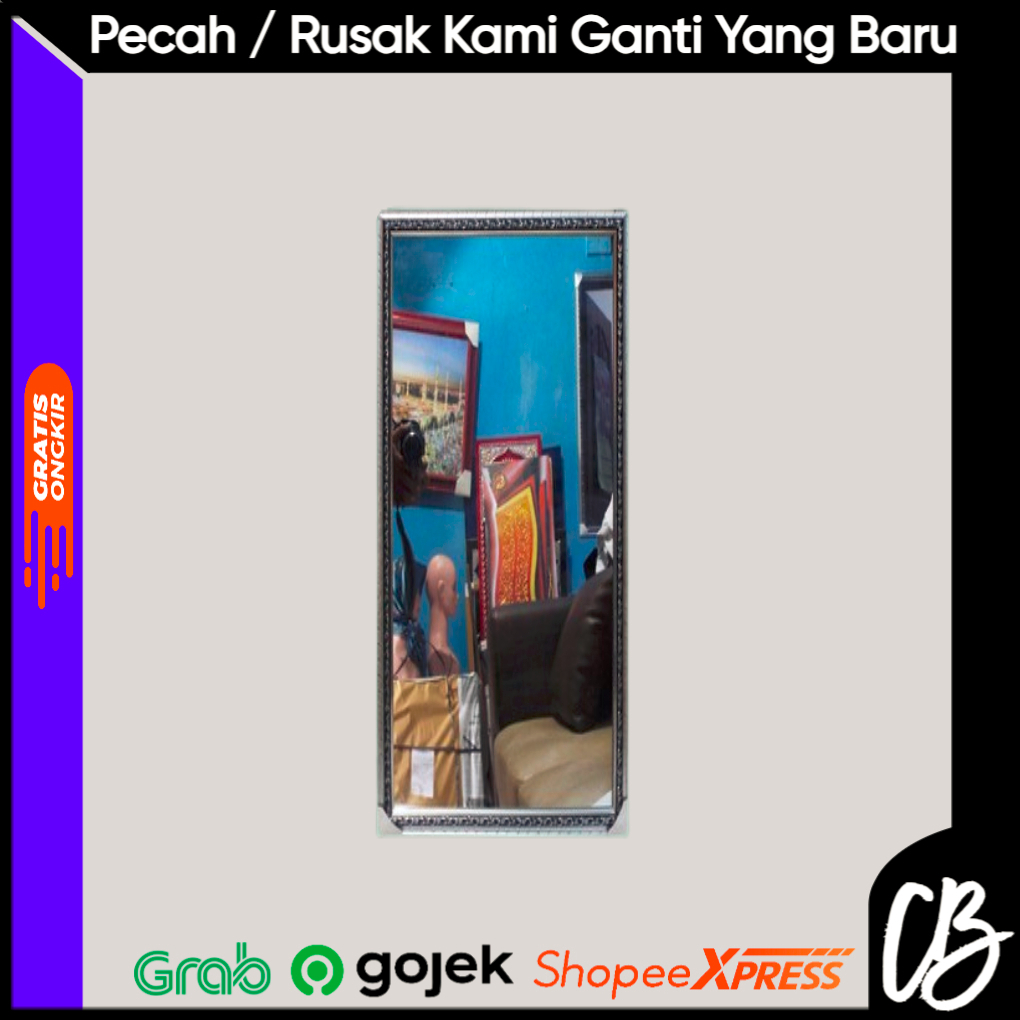 Jual Kaca Cermin Dinding Gantung Ukuran 35 X 70 Cm Full Bingkai