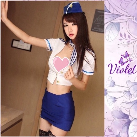 Jual Violet Set Baju Lingerie Seksi Rok Topi Model Cosplay