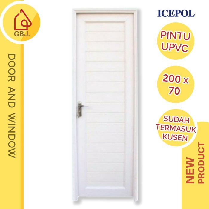 Jual PINTU KAMAR MANDI UPVC 200 X 70 PUTIH HANDLE PINTU KUSEN