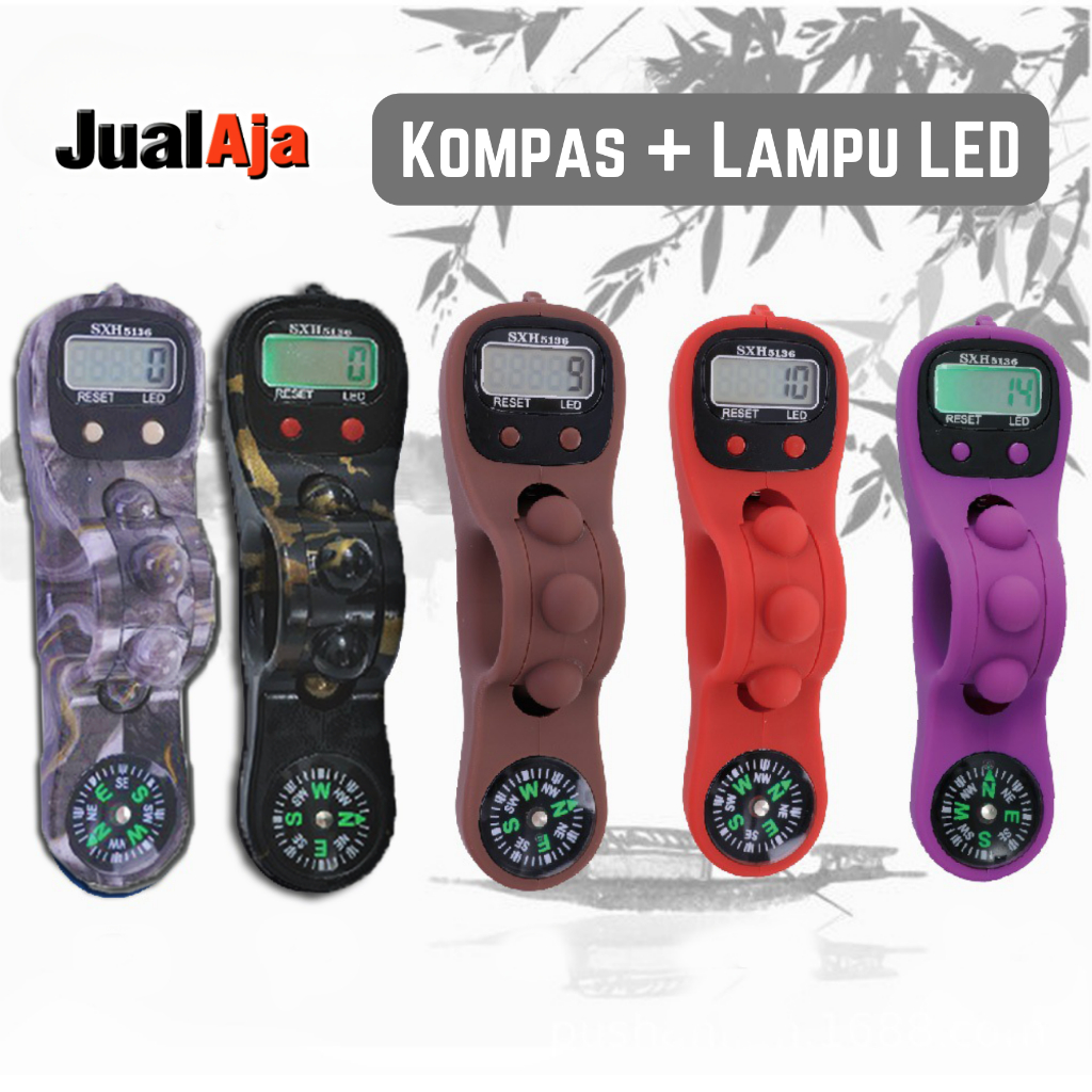 Jual Tasbih Digital Kompas Lampu LED Motif Marmer Kayu Dan Doff Murah