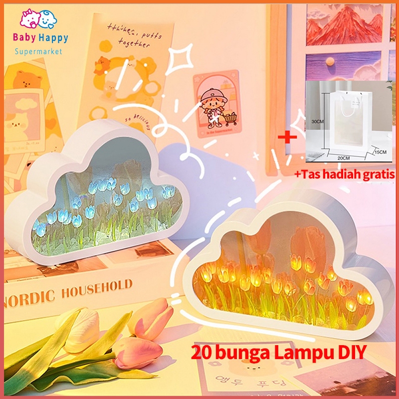 Jual 20 Bunga Tulip Lampu Lampu DIY Cloud Tulip Lampu Malam Led Cermin