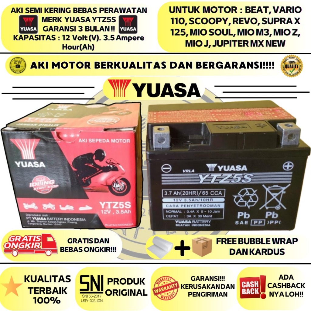 Jual Aki Motor Beat Vario Spacy Revo Blade Scoopy Cs Ytz S