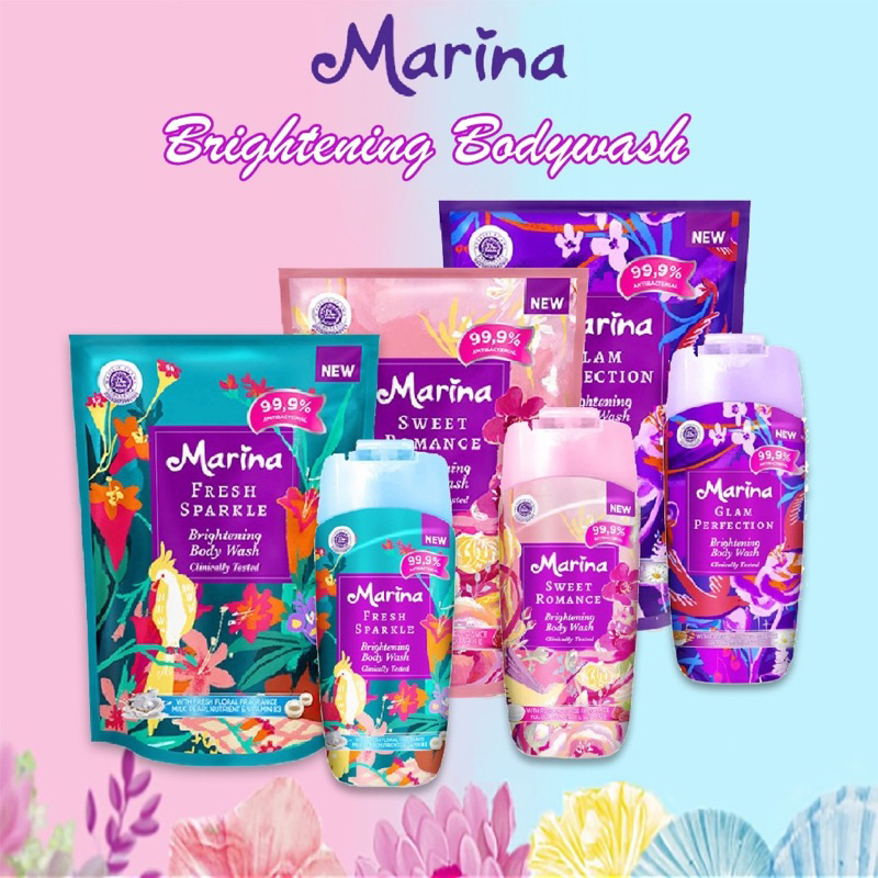 Jual Marina Brightening Body Wash Fresh Sparkle Sweet Romance Glam