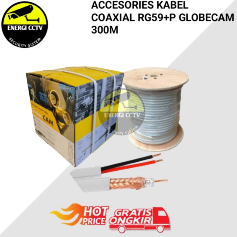 Jual KABEL CCTV RG59 300M GLOBECAM KABEL RG59 POWER 300 METER GLOBECAM