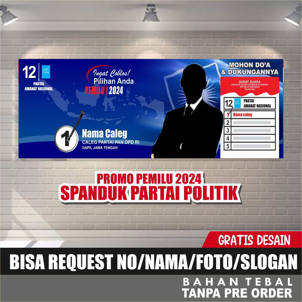 Jual Spanduk Partai Politik Pan Pemilu Benner Caleg Partai Pan