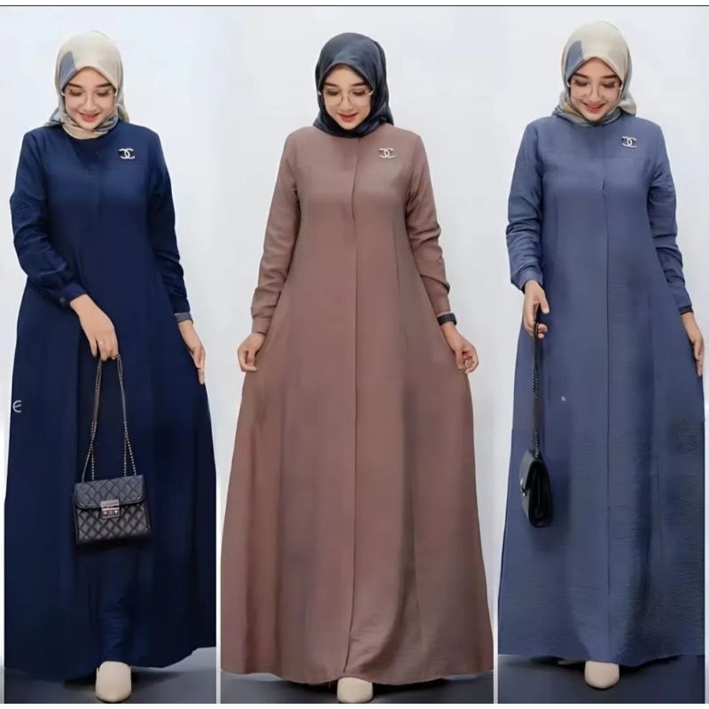 Jual Elsira Dress Premium Gamis Crinkel Airflow Terbaru Dress