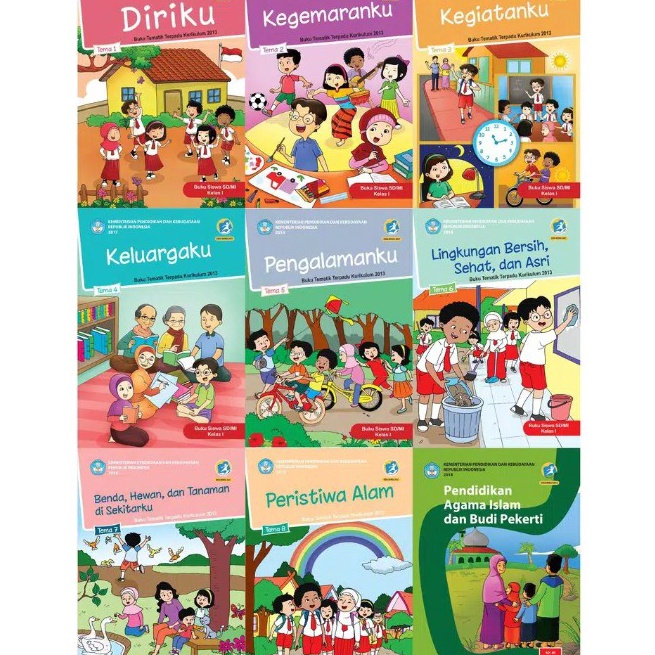 Jual Murah Buku Paket Tematik Kelas 1 Lengkap 1 Tahun Tema 1 2 3 4 5 6