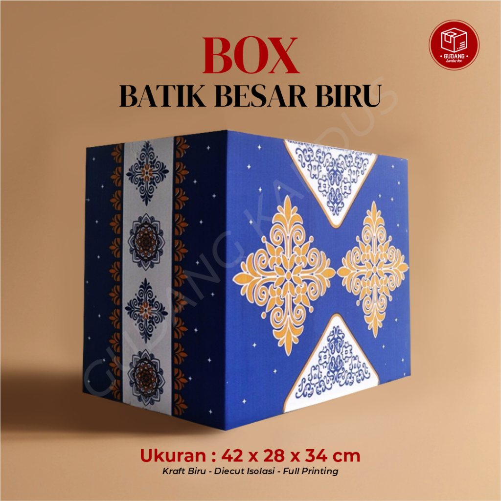 Jual Kardus Box Parcel Batik Biru 42 8 X 28 X 35 Cm Batik Parcel