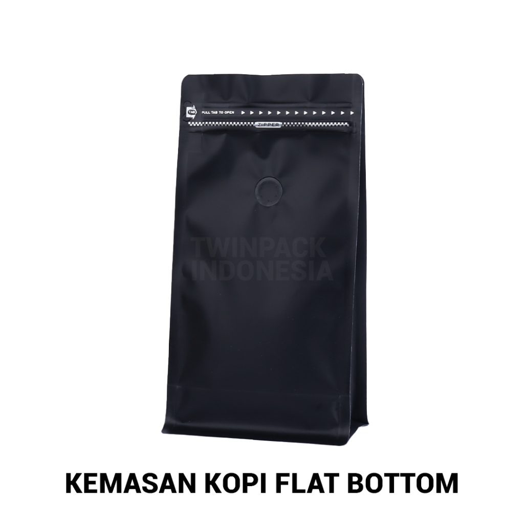 Jual Kemasan Kopi Gram Ziplock Hitam Flat Bottom Packaging Kopi