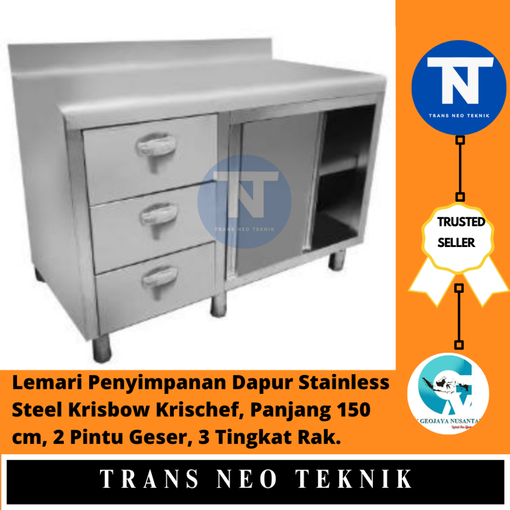 Jual Lemari Penyimpanan Dapur Stainless Steel Krisbow Krischef Panjang