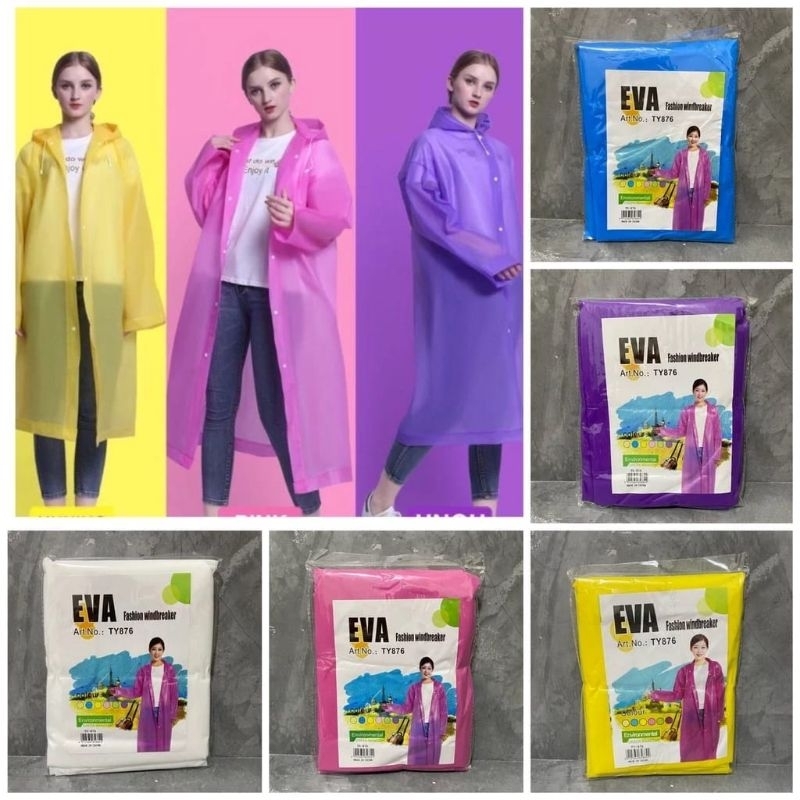 Jual Jas Hujan Dewasa EVA Tebal Model Ponco Raincoat Korea Bkn Elmondo