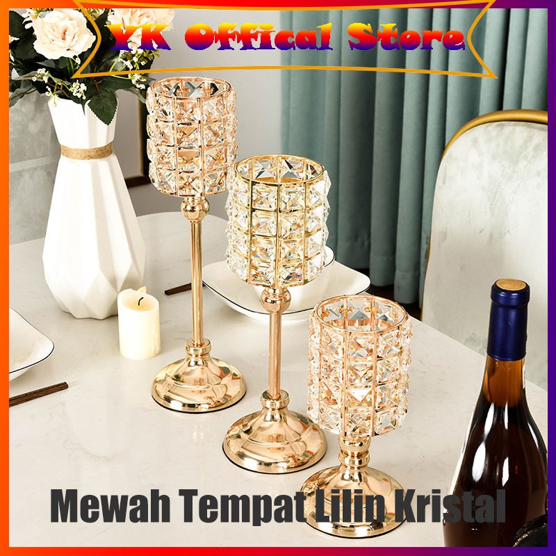 Jual Tempat Lilin Kristal Meja Makan Mewah Elegant Crystal Standing