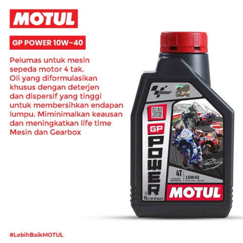 Jual OLI MESIN MOTUL 4T GP POWER 1L SAE 10W40 1000ml 1Liter Shopee