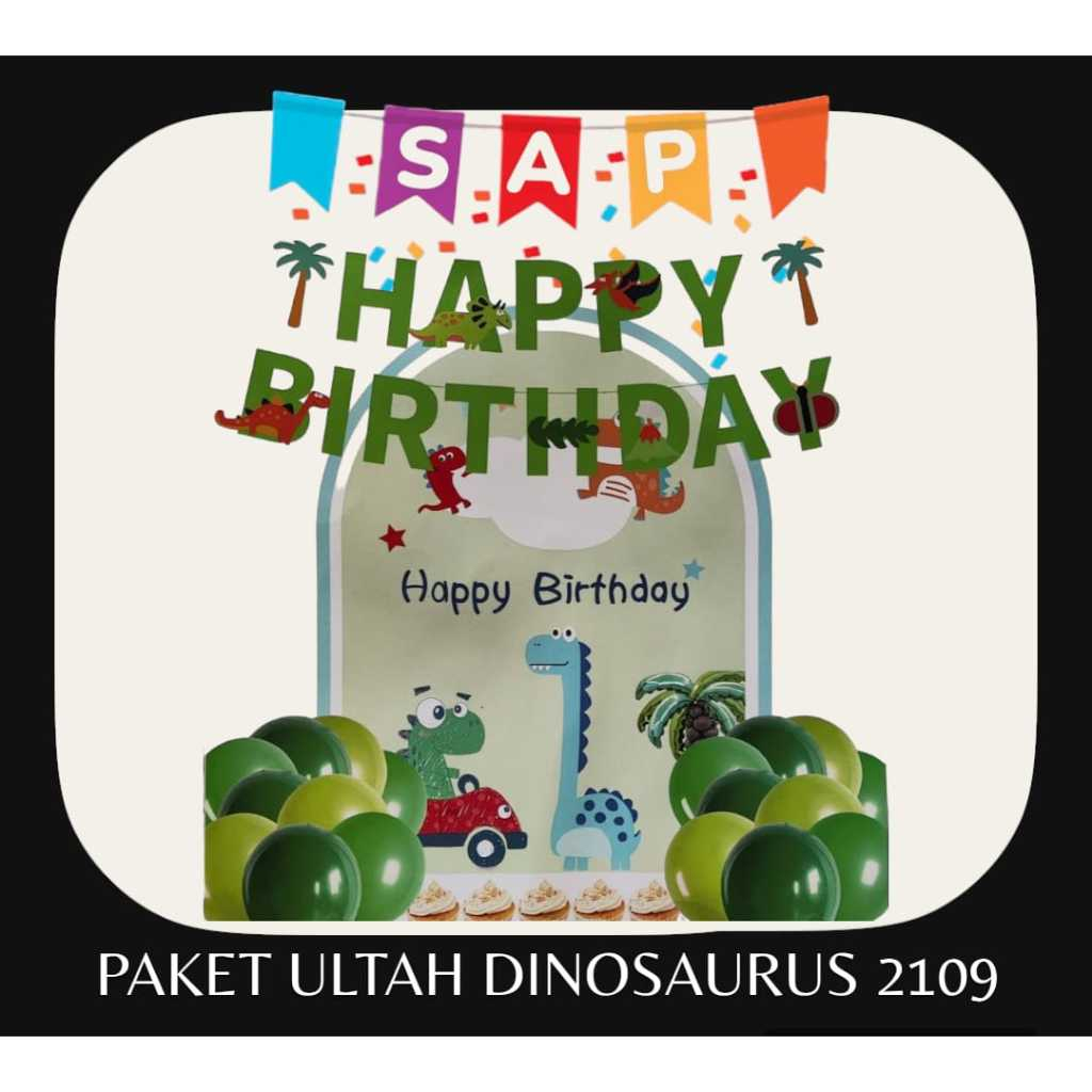 Jual Paket Balon DINOSAURUS 2109 BALON BACKDROP BANNER Dekorasi