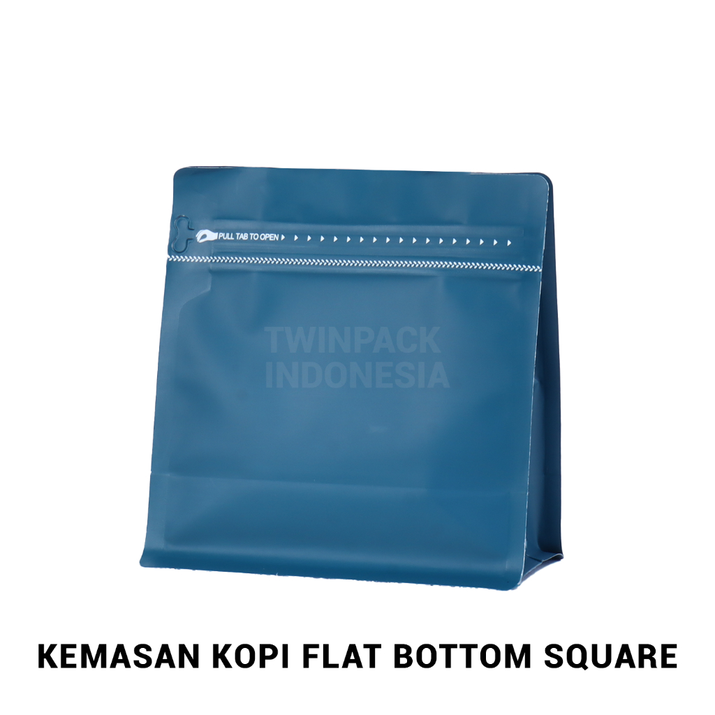 Jual Kemasan Kopi 200 250 Gram Ziplock Biru Emerald Flat Bottom