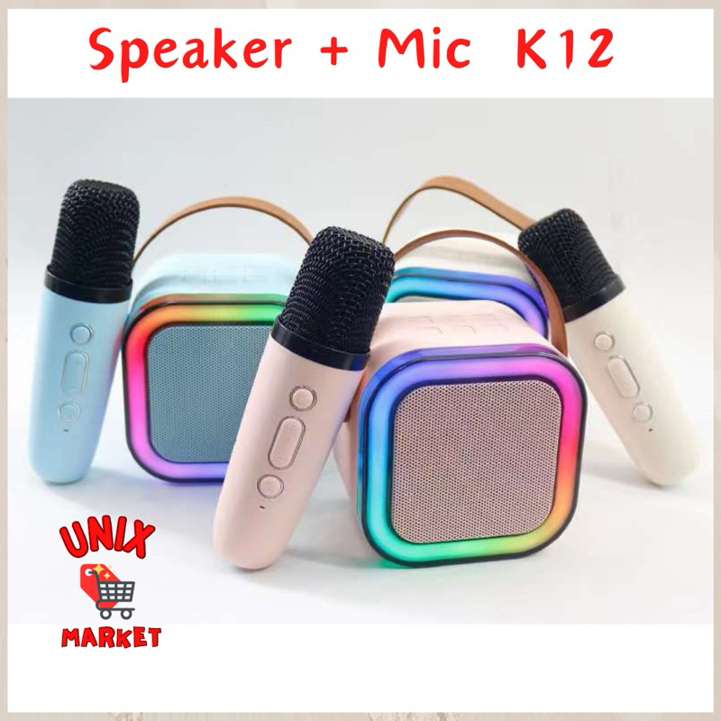 Jual Speaker Karaoke K12 Bluetooth Portabel Mikrofon Mini Mic Nyanyi