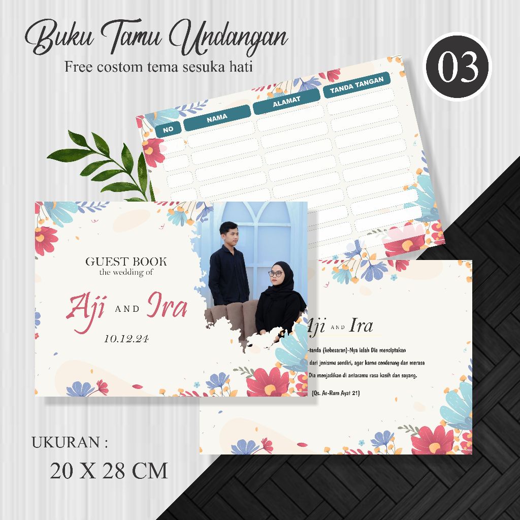 Jual BUKU TAMU CUSTOM BUKU TAMU PERNIKAHAN CUSTOM ELEGANT WEDDING