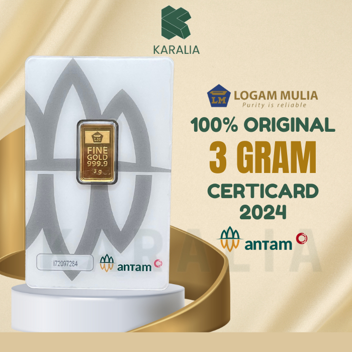 Jual LOGAM MULIA EMAS ANTAM 3 GRAM LM ANTAM TERBARU CERTIEYE CERTICARD