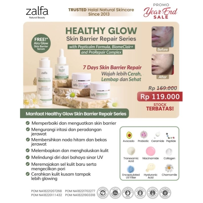 Jual Skincare Murah Halal Aman Zalfa Natural Healthy Glow Skin