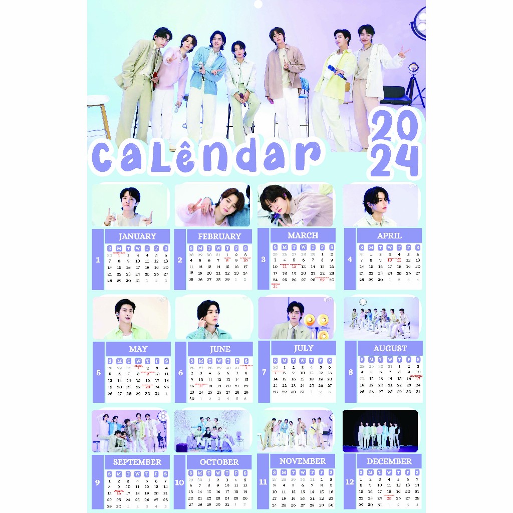 Jual Kalender Kpop Bahan Ac Laminasi Glossy Sisi Idol Korea