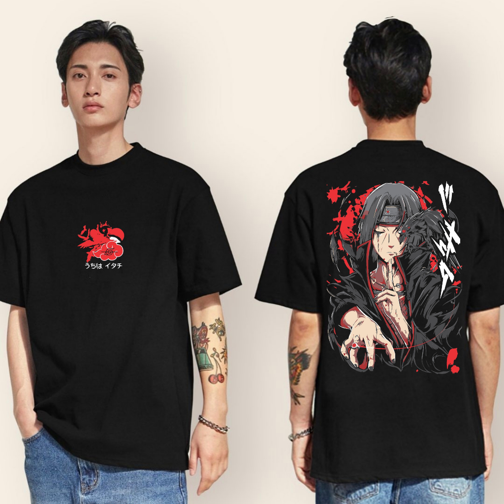 Jual Kaos T Shirt Distro Kaos Motif Uchiha Itachi Akatsuki Hitam